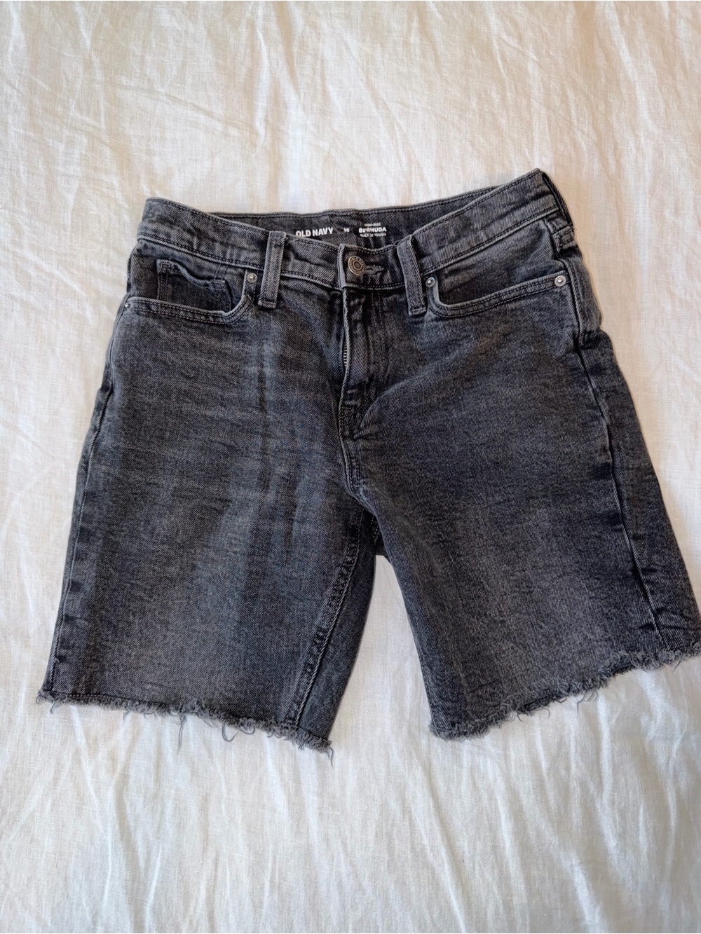 Old Navy Black Washed Denim Bermuda Shorts